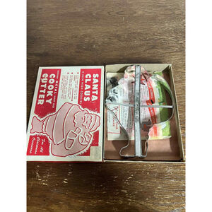 Vintage Santa Claus Metal Cookie Cutter Box Cooky 1950s Christmas Kitchen COA 8"